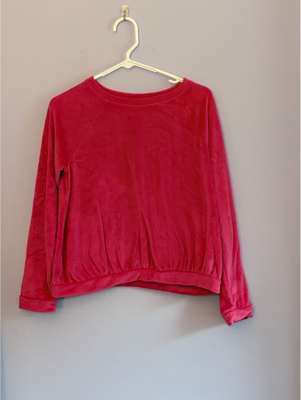 Cat & Jack Girls Velour Pullover Sweatshirt Hot Pink Size XL (14/16)